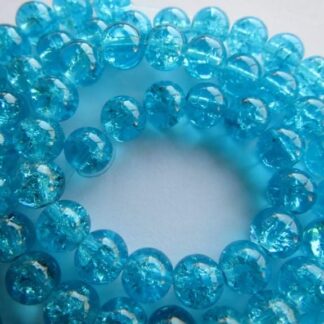Glass Crackle Beads – Turquoise  – 6mm – Strand Of 70 Beads