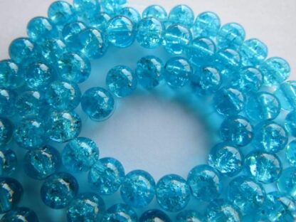 Glass Crackle Beads – Turquoise  – 6mm – Strand Of 70 Beads