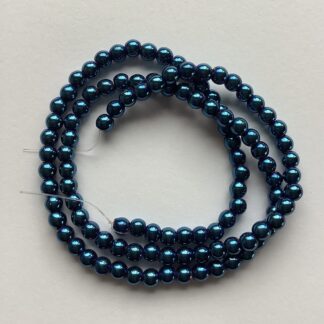 Electroplated Glass Beads – Electric Blue – 4mm – Strand Of 90 Beads