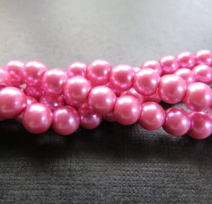 Glass Pearls – Dark Pink – 8mm – Strand Of 50 Beads