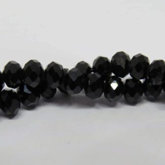 Faceted Crystal Rondelles – Black Opaque – 6x4mm – Strand Of 50 Beads