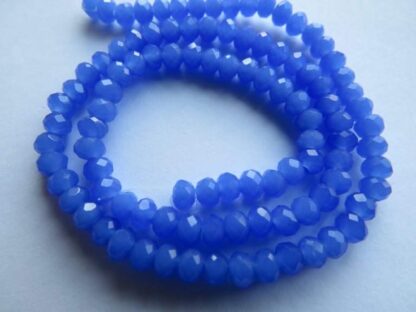 Faceted Crystal Rondelles – Royal Blue Opaque – 4x3mm – Strand Of 100 Beads
