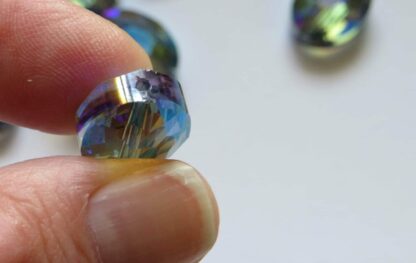 Faceted Oval Crystal Bead – Half Electroplated – 12x16mm – SLIGHTLY DAMAGED