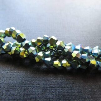 Crystal Bicones – Blue/Gold Electroplated – 4mm – Strand of 100 Beads