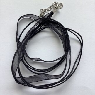 Necklace Cord With Ribbon – Black – 40cm + ext Chain