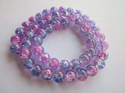 Glass Crackle Beads- Pink/ Lilac – 8mm – Strand Of 50 Beads