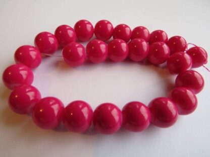 Glass Beads – Cerise Pink – 10mm – Strand Of 25 Beads