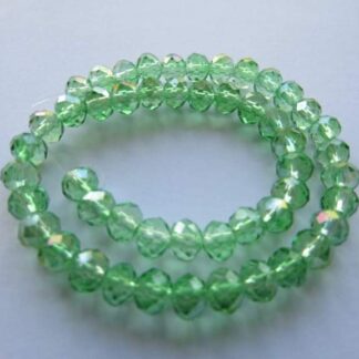 Faceted Crystal Rondelles – Green AB – 6x4mm – Strand Of 50 Beads