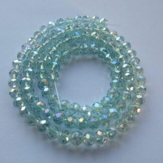Faceted Crystal Rondelles – Aqua AB – 4x3mm – Strand Of 100 Beads