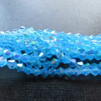 Crystal Bicones – Turquoise AB – 4mm – Strand Of 100 Beads