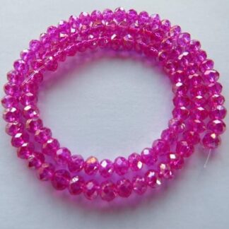 Faceted Crystal Rondelles – Cerise Pink – 4x3mm  – Strand Of 100 Beads