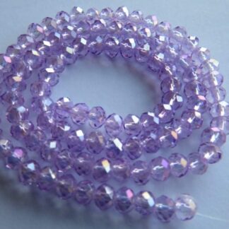 Faceted Crystal Rondelles – Lilac – 4x3mm – Strand Of 100 Beads