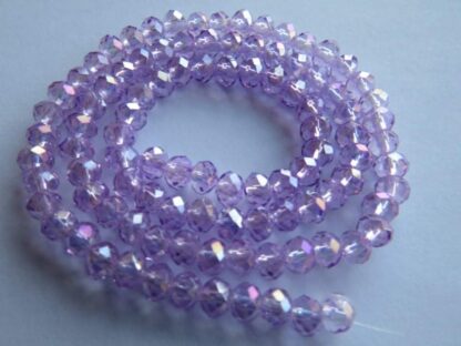 Faceted Crystal Rondelles – Lilac – 4x3mm – Strand Of 100 Beads
