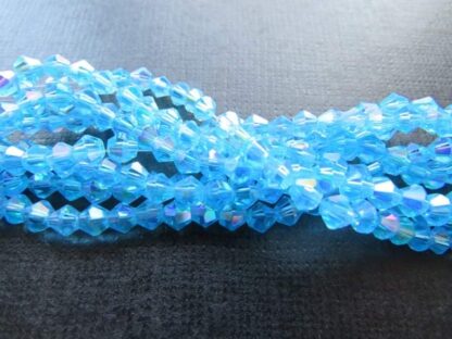 Crystal Bicones – Turquoise AB – 4mm – Strand Of 100 Beads