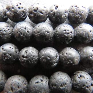 Natural Lava Beads – Black – 8mm – Strand Of 46 Beads