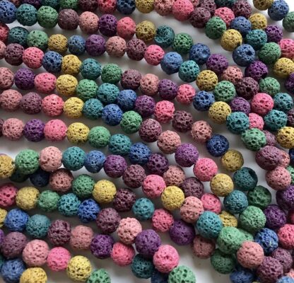 Natural Lava Beads – Multicolour – 8mm – Strand Of 45 Beads