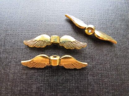 Angel Wing Spacer Bead – Antique Gold – 35x8mm