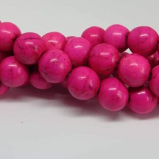 Howlite Beads – Fuchsia – 10mm – Strand Of 40 Beads