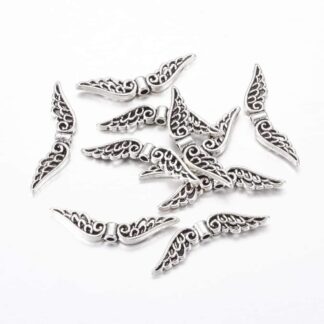 Angel Wing Spacer Bead – Antique Silver – 30x6mm