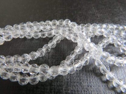 Faceted Crystal Round Beads – Clear – 4mm – Strand Of 50 Beads