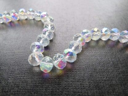 Faceted Crystal Rondelles – Clear AB – AAA Grade – 8x6mm – Strand Of 30 Beads