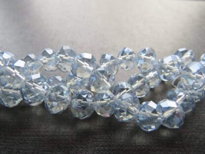 Faceted Crystal Rondelles – Silver Grey – 10x8mm – Strand Of 30 Beads