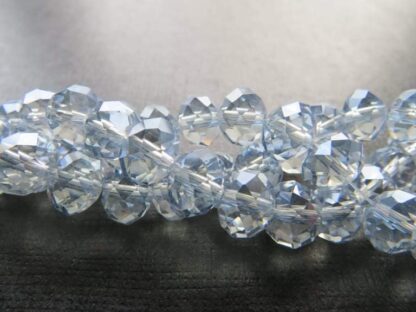 Faceted Crystal Rondelles – Silver Grey – 10x8mm – Strand Of 30 Beads