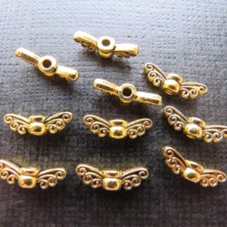 Angel Wing Spacer Bead – Gold – 14x4mm