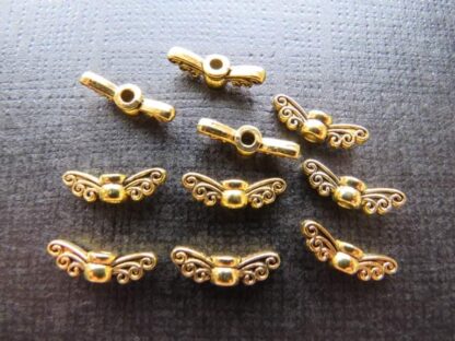Angel Wing Spacer Bead – Gold – 14x4mm
