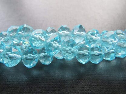 Faceted Crystal Rondelles – Light Turquoise – 10x8mm – Strand Of 30 Beads