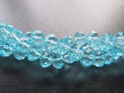 Faceted Crystal Rondelles – Light Turquoise – 10x8mm – Strand Of 30 Beads