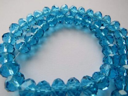 Faceted Crystal Rondelles – Turquoise – 8x6mm – Strand Of 50 Beads