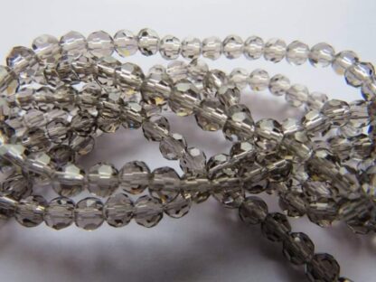 Faceted Crystal Round Beads – Grey – 4mm – Strand Of 50 Beads