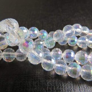 Faceted Crystal Round Beads – Clear AB – 8mm – Strand Of 50 Beads