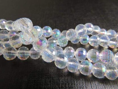 Faceted Crystal Round Beads – Clear AB – 8mm – Strand Of 50 Beads
