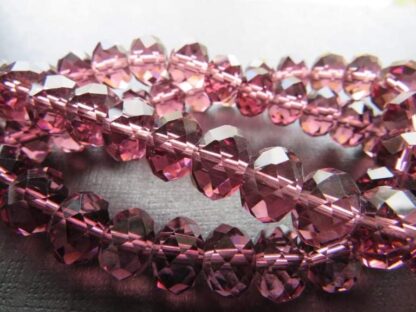 Faceted Crystal Rondelles – Mulberry – 12x9mm – Strand Of 20 Beads