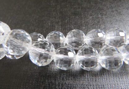 Faceted Crystal Round Beads – Clear – AAA Grade – 12mm – Strand Of 10
