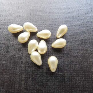 Czech Glass Pearl Drop Beads – Ivory – 9x6mm – Pack Of 2