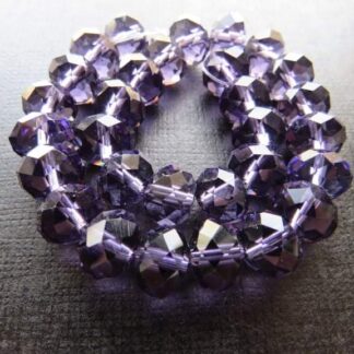 Faceted Crystal Rondelles – Purple – 10x8mm – Strand Of 30 Beads