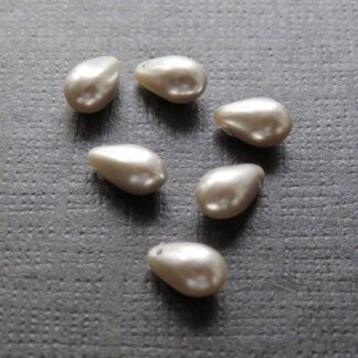 Czech Glass Pearl Drop Beads – Silver Grey – 9x6mm – Pack Of 2