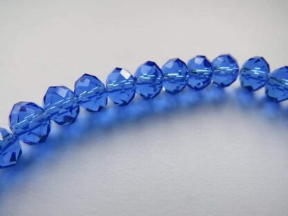 Faceted Crystal Rondelles – Royal Blue – AAA Grade – 8x6mm – Strand Of 30 Beads