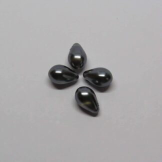 Czech Glass Pearl Drop Beads – Dark Grey – 9x6mm – Pack Of 2
