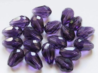 Faceted Crystal Drop Beads – Purple – 15x11mm – Pack Of 2 – SLIGHTLY DAMAGED
