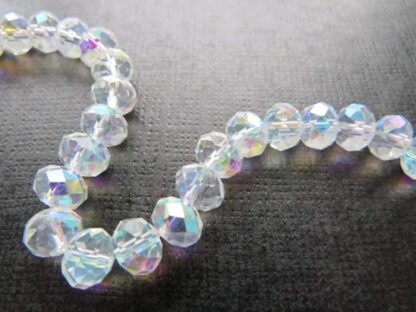 Faceted Crystal Rondelles – Clear AB – AAA Grade – 8x6mm – Strand Of 30 Beads