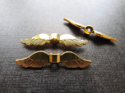 Angel Wing Spacer Bead – Antique Gold – 35x8mm