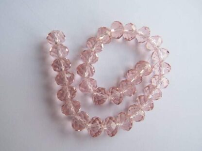 Faceted Crystal Rondelles – Pink – AAA Grade – 8x6mm – Strand Of 30 Beads