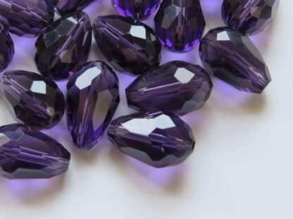 Faceted Crystal Drop Beads – Purple – 15x11mm – Pack Of 2 – SLIGHTLY DAMAGED