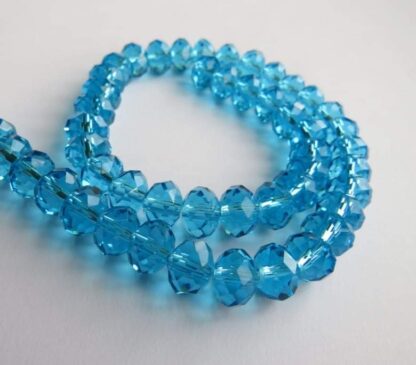 Faceted Crystal Rondelles – Turquoise – 8x6mm – Strand Of 50 Beads