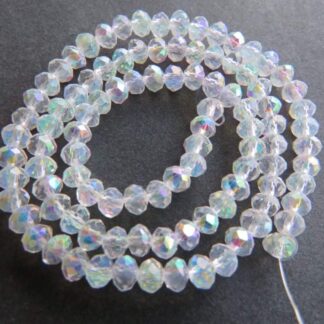 Faceted Crystal Rondelles – Clear AB – 4x3mm -Strand Of 100 Beads
