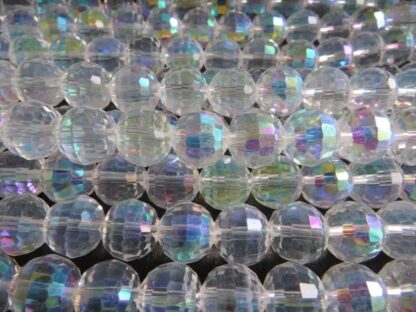Faceted Crystal Round Beads – Clear AB – 12mm –  Strand Of 10 Beads